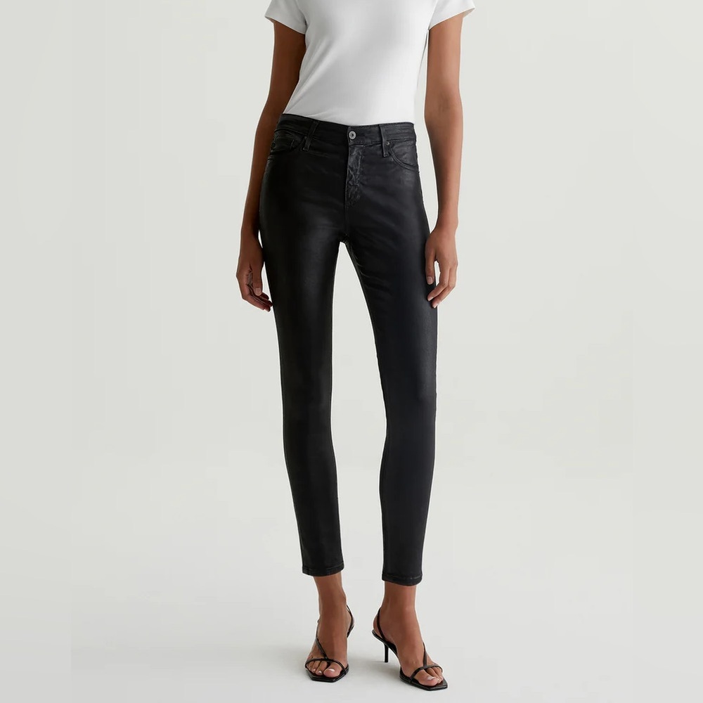 AG Farrah waxed finish black skinny jeans